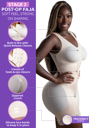 BBL built-in bra Faja Stage 2 features and characteristics