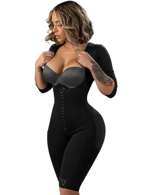 Faja Colombiana Post Surgery with Sleeves - Stage 1 Arm Shaper, Compression, Waist Shrinking Technology, Open Bust Design - Bodysuit | Snatched Body DC03L1