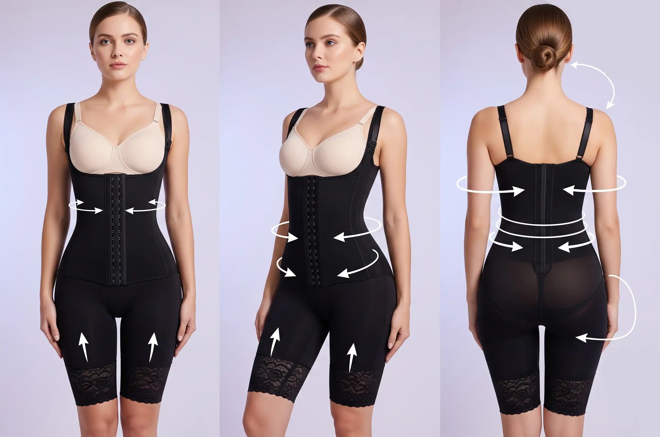 Side by side comparison of lipo faja versus tummy tuck faja highlighting structural differences in abdominal panel width, compression levels, and support features