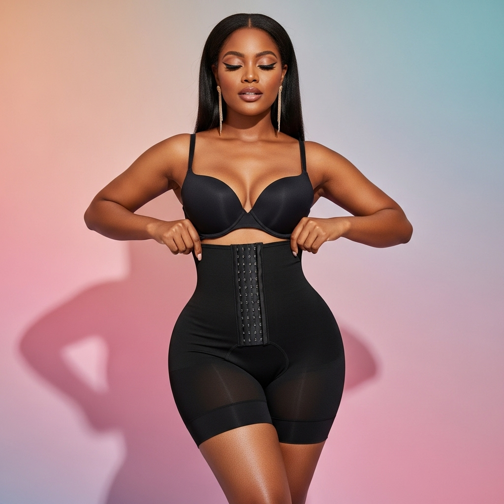Illustration of an e-commerce website interface showing Snatched-body shapewear being browsed online, representing where to buy