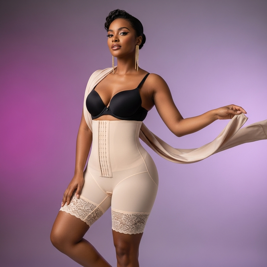 : Illustration with icons representing steps or aspects of a return policy for Snatched-body shapewear