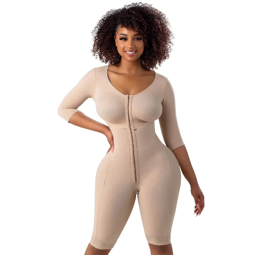 Woman wearing a Stage 2 compression faja during Lipo 360 recovery