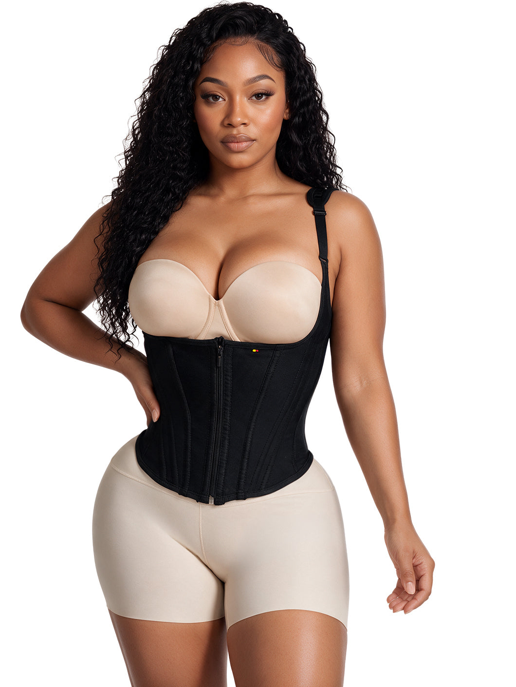 Vest Underbust Corset | Waist Cincher Shapewear with Straps & Front Zipper | Snatched Body 2424