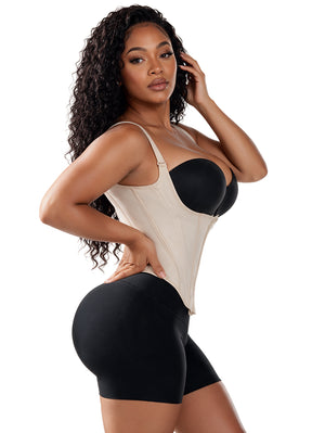 Vest Underbust Corset | Waist Cincher Shapewear with Straps & Front Zipper | Snatched Body 2424