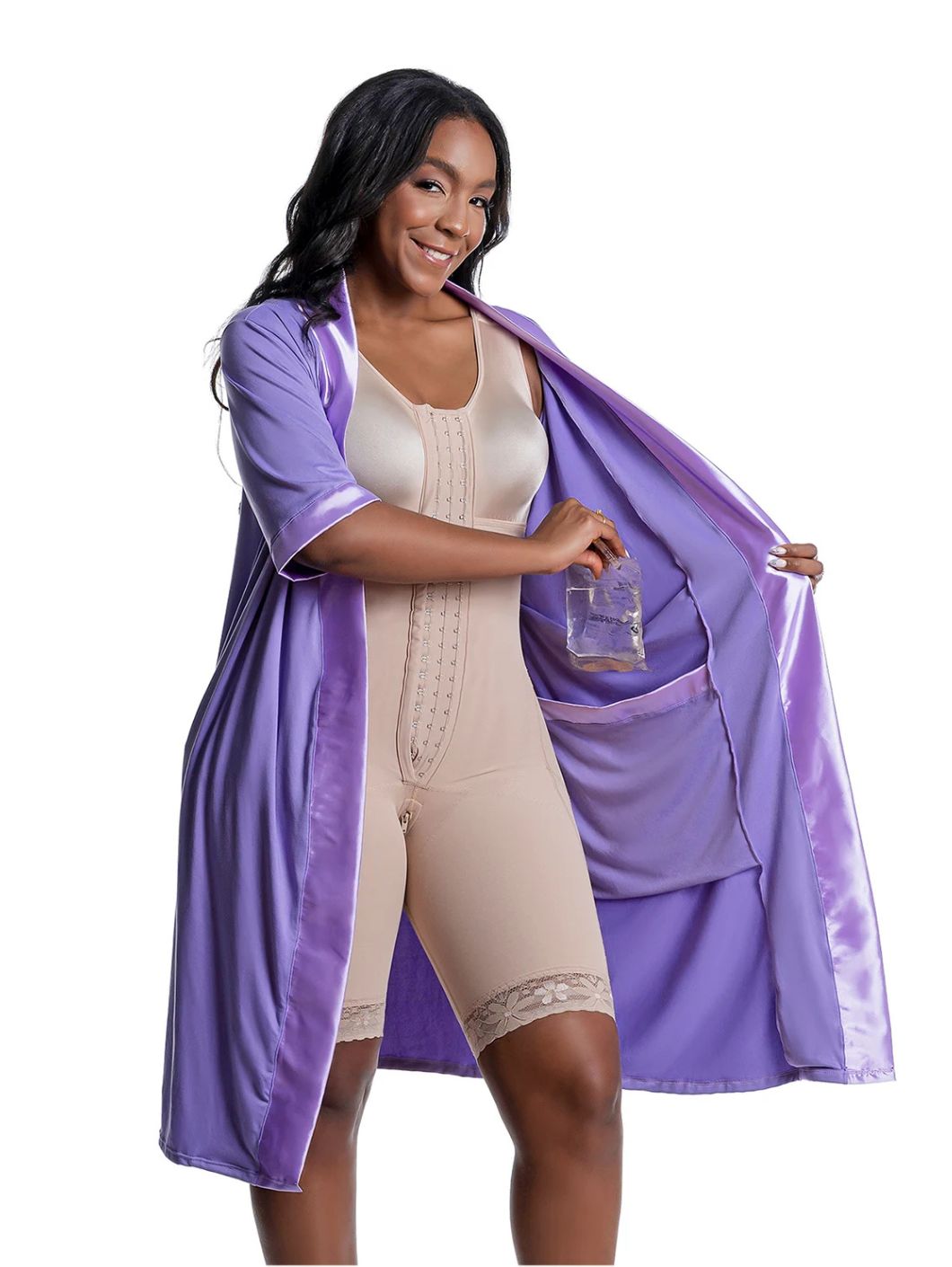 Post Surgery Recovery Night Gown Robe with Drain Pockets | ¾ Sleeves