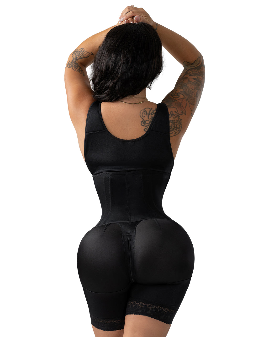 Snatched Body Open Bust Faja | Steel Mid-Thigh Bodysuit with Boned Corset