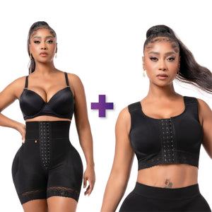 BBL Short | Stage 3 Post-Op Tummy Control High Waisted + Post-Breast Augmentation & Mastectomy | Stage 1 Compression Bra | Front Closure for Easy Wear | Snatched Body Bundle