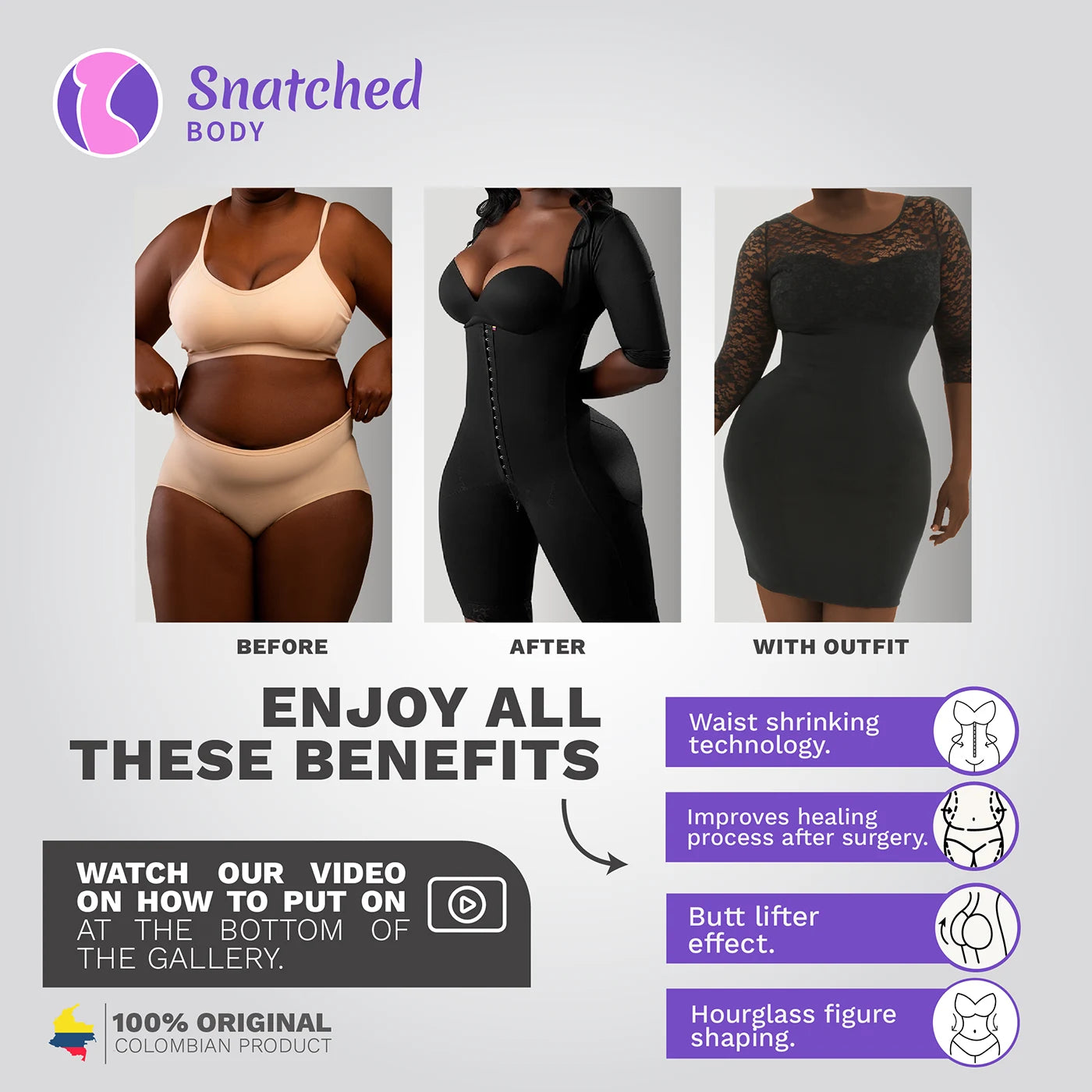 Snatched Body Stage 1 Fajas Colombianas Post Surgery Compression Shapewear  for Women Tummy Control, Dc03l1 Black, XX-Large : : Everything Else