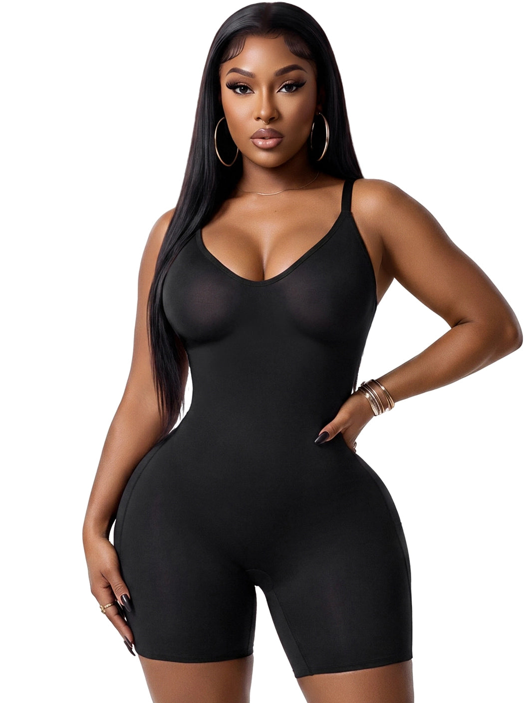 Comfy Tummy Control Shapewear Bodysuit Mid Thigh With Built-In Bra | Daily Use | Snatched Body DQ01L3