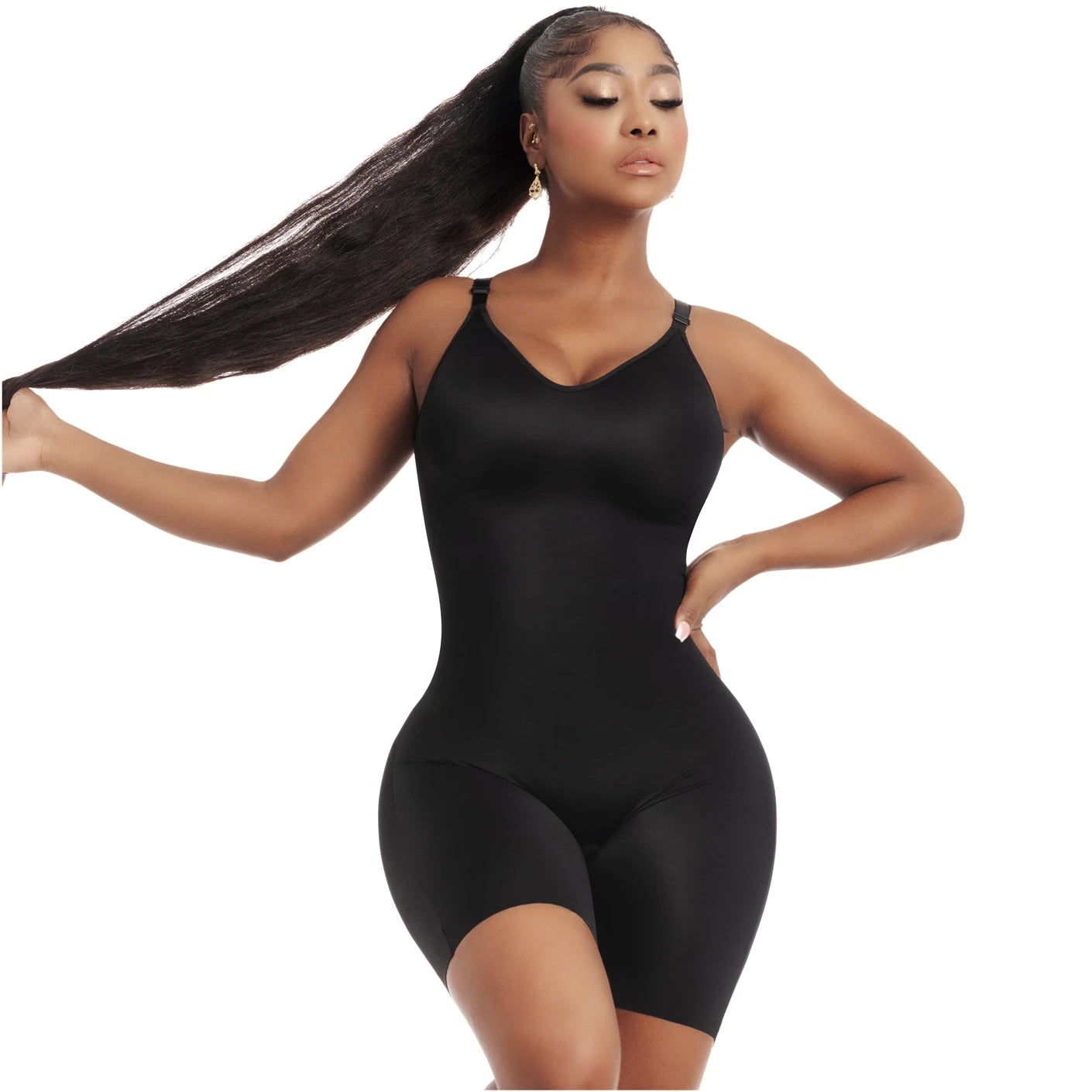 Comfy Tummy Control Shapewear Bodysuit Mid Thigh With Built-In Bra | Daily Use