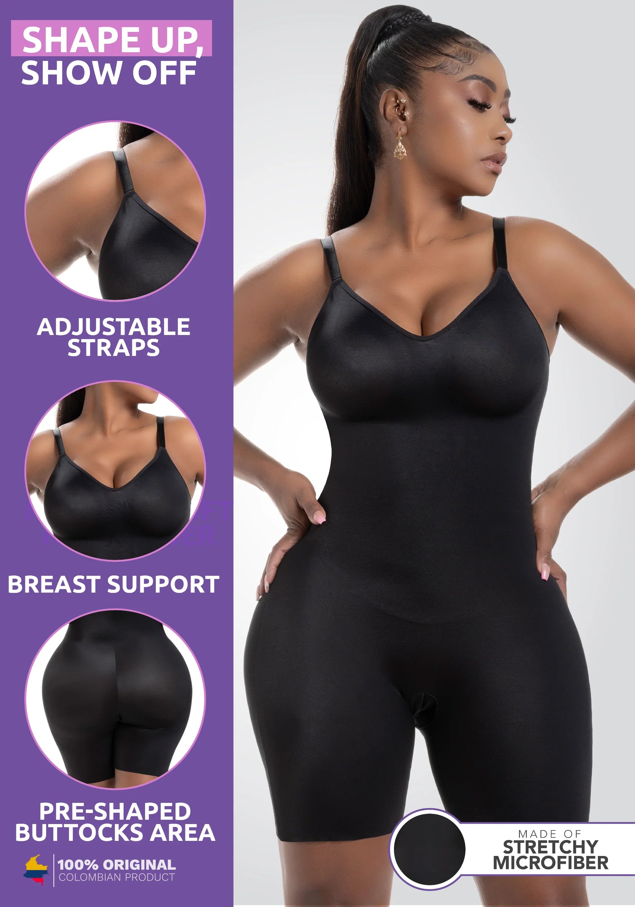 New Arrival | Comfy Tummy Control Shapewear Bodysuit Mid Thigh With Built-in Bra | Daily Use | Color Caramel