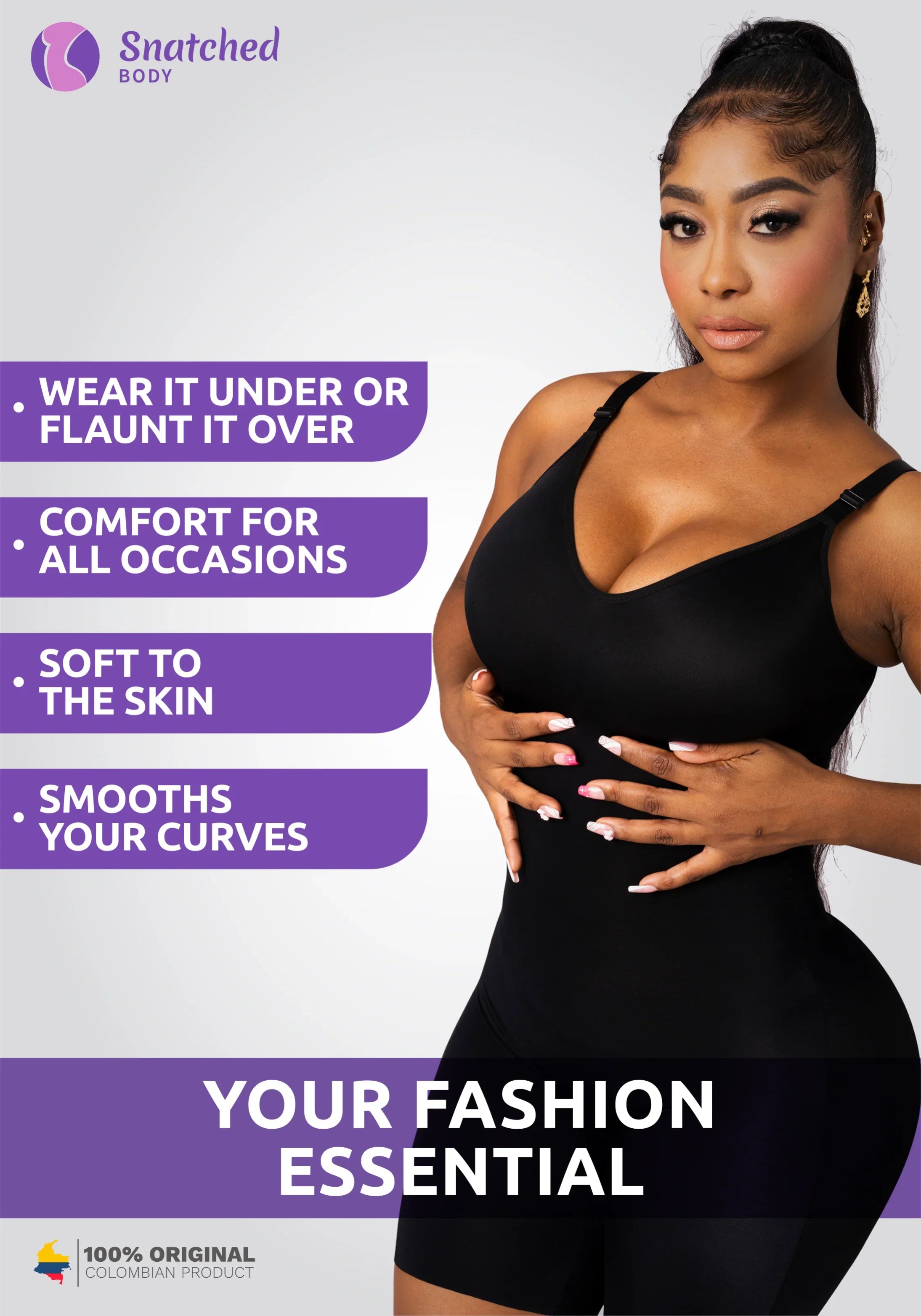 New Arrival | Comfy Tummy Control Shapewear Bodysuit Mid Thigh With Built-in Bra | Daily Use | Color Caramel