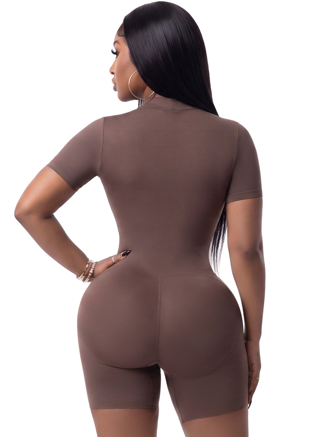 Short Sleeve Biker Bodysuit | Versatile Soft Control Shapewear | Snatched Body DQ02D5