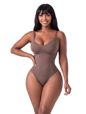Comfy Tummy Control Shapewear Thong Bodysuit With Built-In Bra | Daily Use | Snatched Body DQ01L4